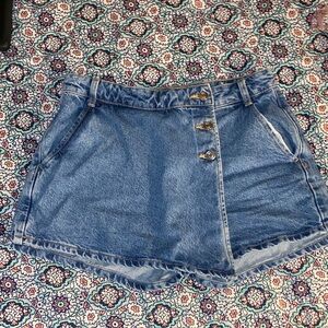 Zara Blue Denim Shorts with Gold Buttons